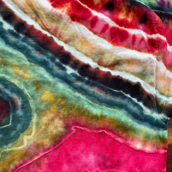 Tie Dyed Unisex T-shirt - Geode Ice Dye - Pink Green - Handmade (2XLarge) - Picture 4 of 12